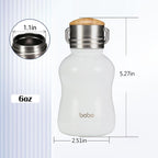 YOHKOH Mini Vacuum Insulated Water Bottle With Bamboo Lid - Stainless Steel Thermos Water Bottle for Women Girls Kids, Metal Sports Hot and Cold Water Bottle Leak-Proof BPA-Free (6.4oz,White)