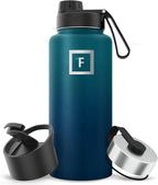 IRON °FLASK Camping & Hiking Hydration Flask with 3 Lids - Stainless Steel, Double Walled & Vacuum Insulated Water Bottle - Leak Proof & BPA Free (Dark Night, Spout - 32 oz)