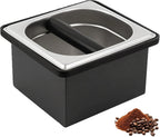 Espresso Knock Box, Coffee Knock Box for Espresso Grounds Disposal, Large Capacity, Equipped with Noise, Reduction Rubber Ring & Steel Holder, Ideal Tool for Espresso Machines, Black (Small)