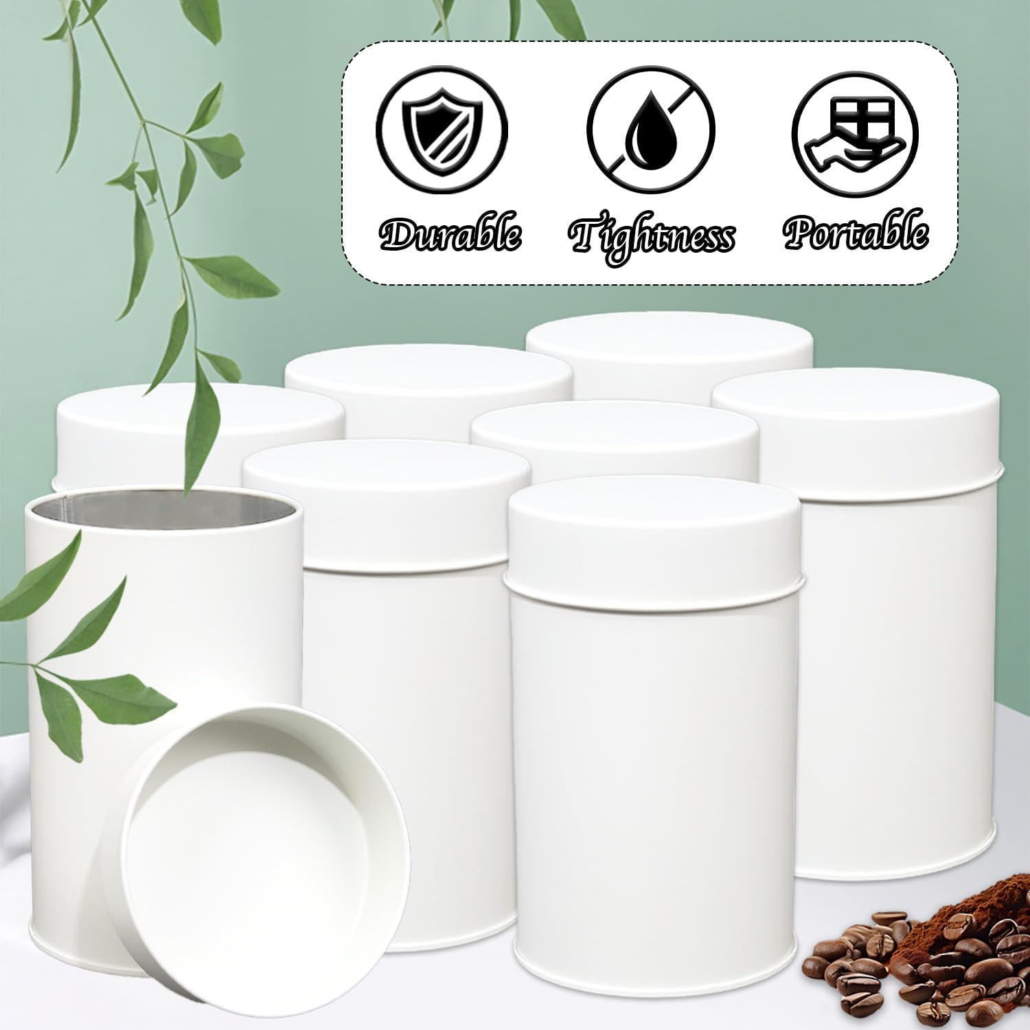 Tea Canister, 6 Pack Tea Tin Loose Leaf Tea Storage Tea Tins For Loose Tea, Tea Storage Loose Leaf Metal Tea Tin Canister For Loose Tea Storage Coffee Sugar Candy Herbs And Spices (White)