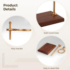 Pour Over Coffee Stand, Adjustable Dripper Holder, Solid Wood Base, Brass Metal Filter Brewer, Elegant Design for Home Office Cafe Bar Flavor Extraction