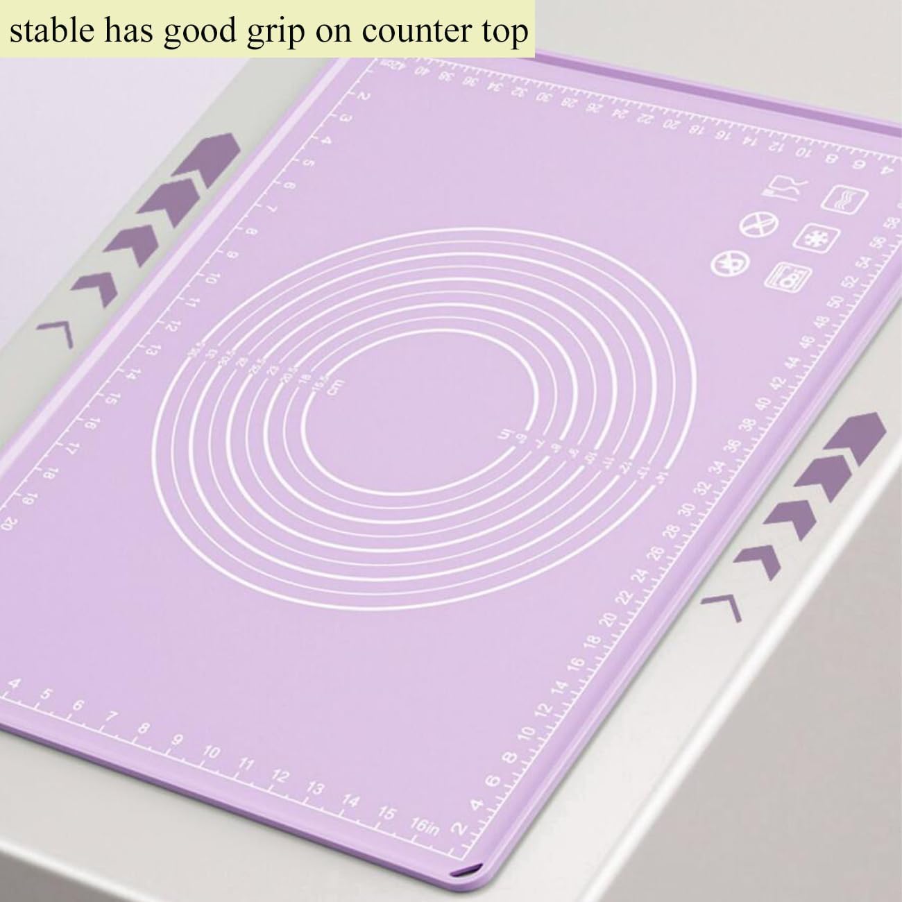 Silicone Pastry Mat 24"*16" Extra Thick Non Stick Baking Mat with Measurement Food Grade Silicone Rolling Dough Mat, Fondant, Pie Crust Mat, Kitchen Mat with Hang Holes, Raised Edge