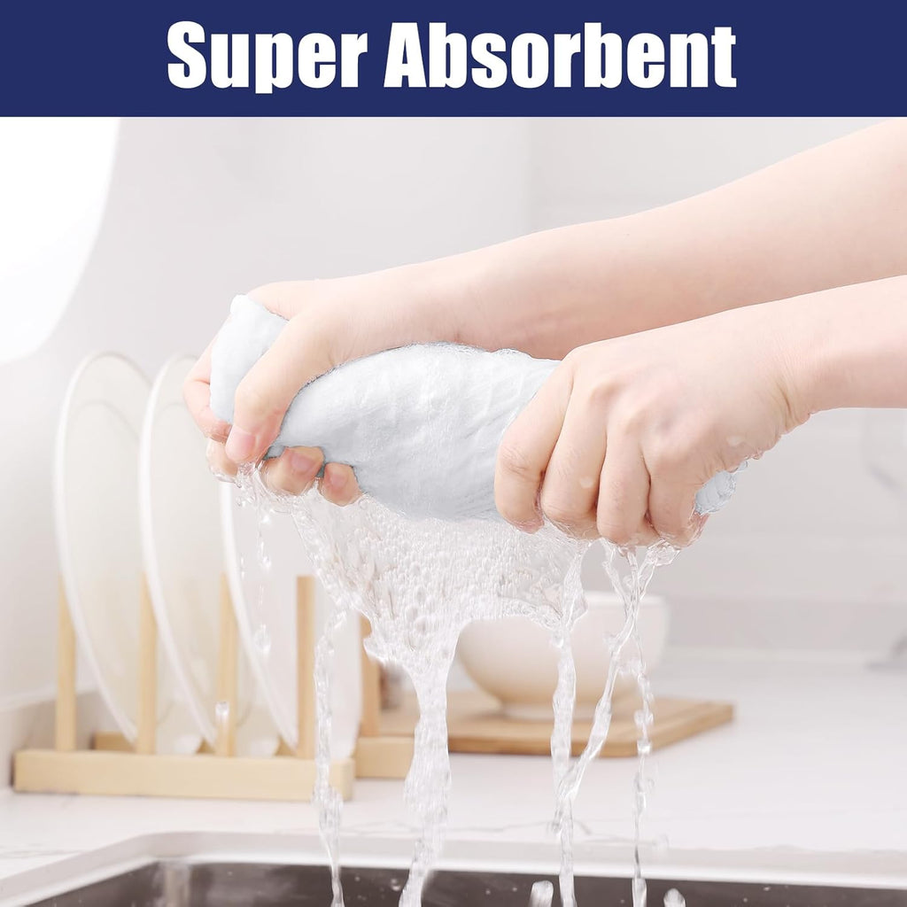 Homaxy Microfiber Waffle Weave Kitchen Towels, 16 x 28 Inch Ultra Absorbent and Solid Color Dish Towels, 4 Pack, White