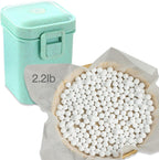 2.2Lb Ceramic Pie Weights Baking Beans Pie Crust Reusable 10mm Weights Natural Ceramic Stoneware with Wheat Straw Container (35 Oz Total) (Green)