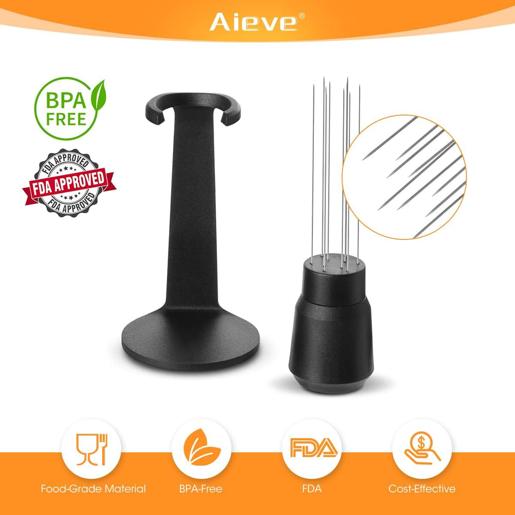 Aieve WDT Tool Espresso, Distribution Tool Espresso Accessories, 10 Needle Coffee Stirrer with Stand for Barista (Ease of Use in 2 Ways Installtion)