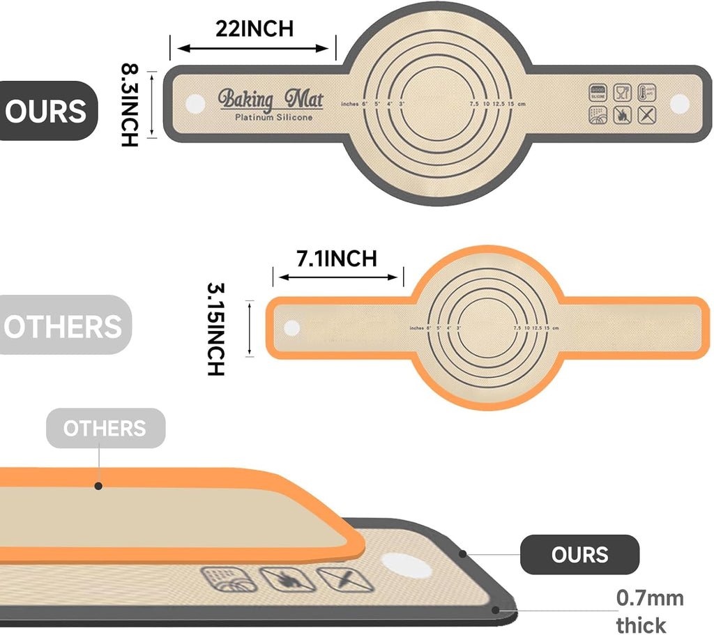 Silicone Bread Sling for Dutch Oven Baking, 2 PCS Easy Clean and Reusable Sourdough Silicone Baking Mat with Long Handles, Non Stick, Easy to Transfer Sourdough Bread, Grey