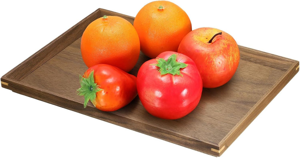 uxcell Bamboo Serving Tray, 12 x 8 Inch Rectangle Wooden Trays Portable Serving Platters for Food Fruit, Snacks, Bread, Vanity, Weddings, Picnics, Brown (Inner Slant)