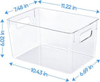 JollyPack 4 Pack Clear Plastic Storage Bins, Pantry Organizers and Storage with Handles, Clear Storage Containers for Fridge, Kitchen, Cabinet, Bathroom and Office