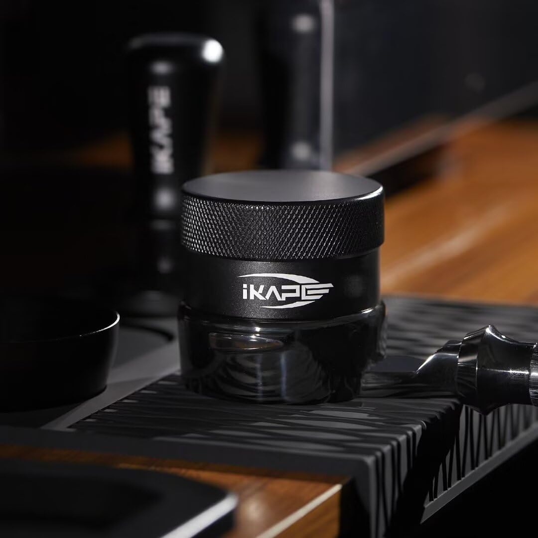 IKAPE 53MM Coffee Distributor, Black Design of Bottom Propeller, Gravity Adaptive Espresso Distributor Fits All 54MM Espresso Portafilter, Compatible with 54MM Breville Bottomless Portafilter