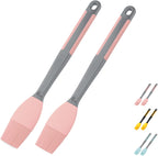 2Pcs Grill Basting Brush - Extra Long Silicone Basting Pastry Brush for Grilling 2inch Wide,Heat Resistant Brushes Spread Oil Butter Sauce Marinade for Cooking Baking BBQ(Pink 2)