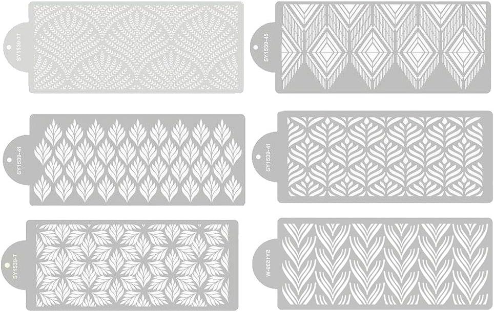 RAYNAG 6 Pieces Cake Stencils Baking Templates Cookie Fondant Cupcake Embossing Mesh Stencil Dessert Decorating Molds, Spray Cake Painting Stencils