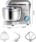 Aucma Stand Mixer,6.5-QT 660W 6-Speed Tilt-Head Food Mixer, Kitchen Electric Mixer with Dough Hook, Wire Whip & Beater (6.5QT, Silver)