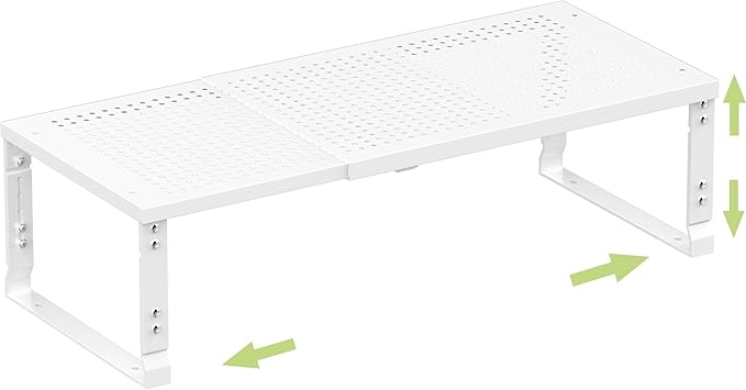 Heavy-Duty Adjustable Metal Shelf Organizer - Expandable & Stackable Pantry Storage Rack for Kitchen, Bathroom, RV, Cabinets(1 Pack/White, Medium)