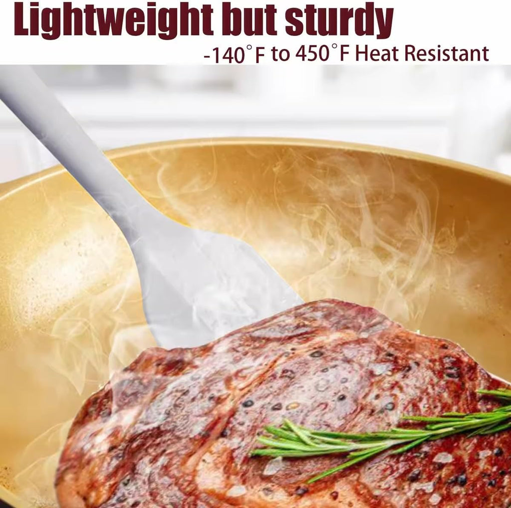 Silicone Spatula, 4-Pack Silicone Set,Heat Resistant for Non Stick,Food Grade Cookware with Stainless Steel for Mixing,Cooking,Baking,Flipping,Spreading,Lifting,Serving,BPA Free,Dishwasher Safe(Gray)