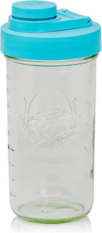 Brewing America Mason Jar Drinking Cup Pint and Half Drinking Lid and Azure 24oz Jar (2, Teal)