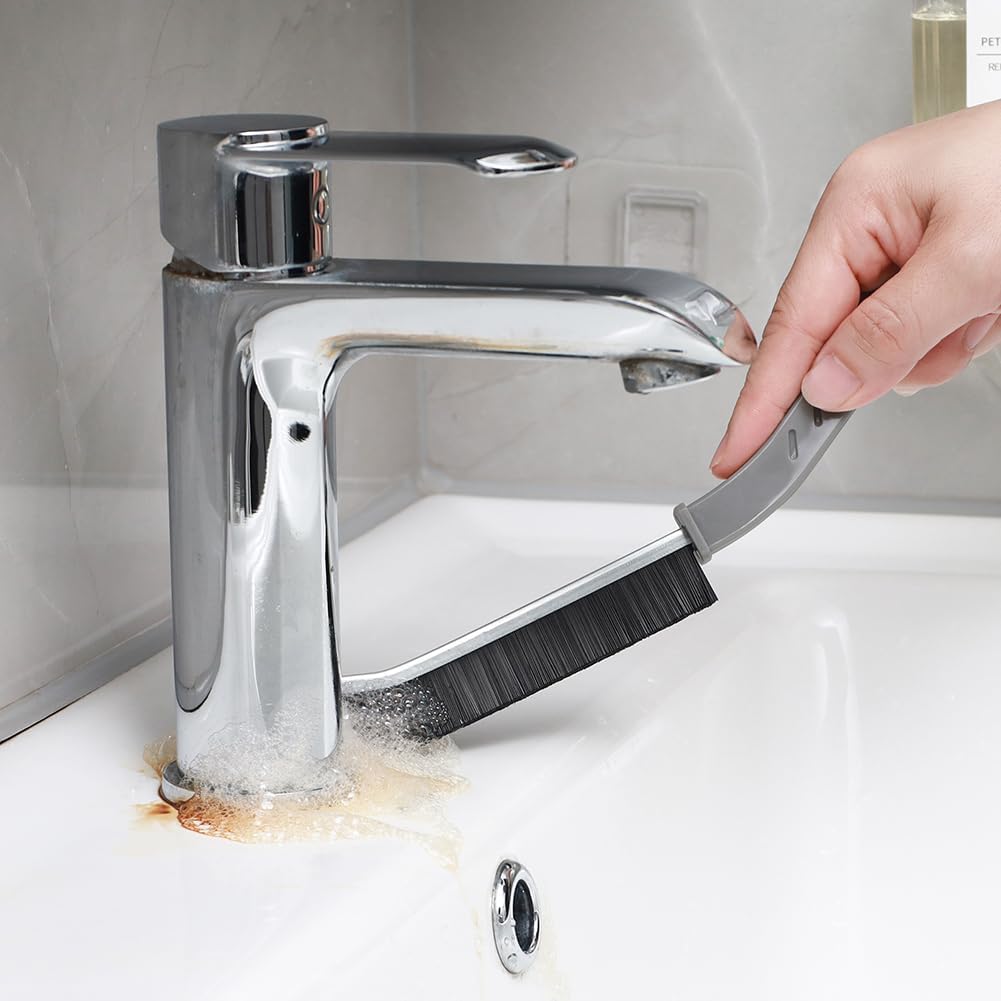 Hard Bristle Crevice Cleaning Brush, Gap Cleaning Brush, Small Cleaning Brush, Grout Brush, Kitchen Brush, Bathroom Crevice Brush for Toilet, Home, Bathtub, Sink, Household, Window - 3 Pcs
