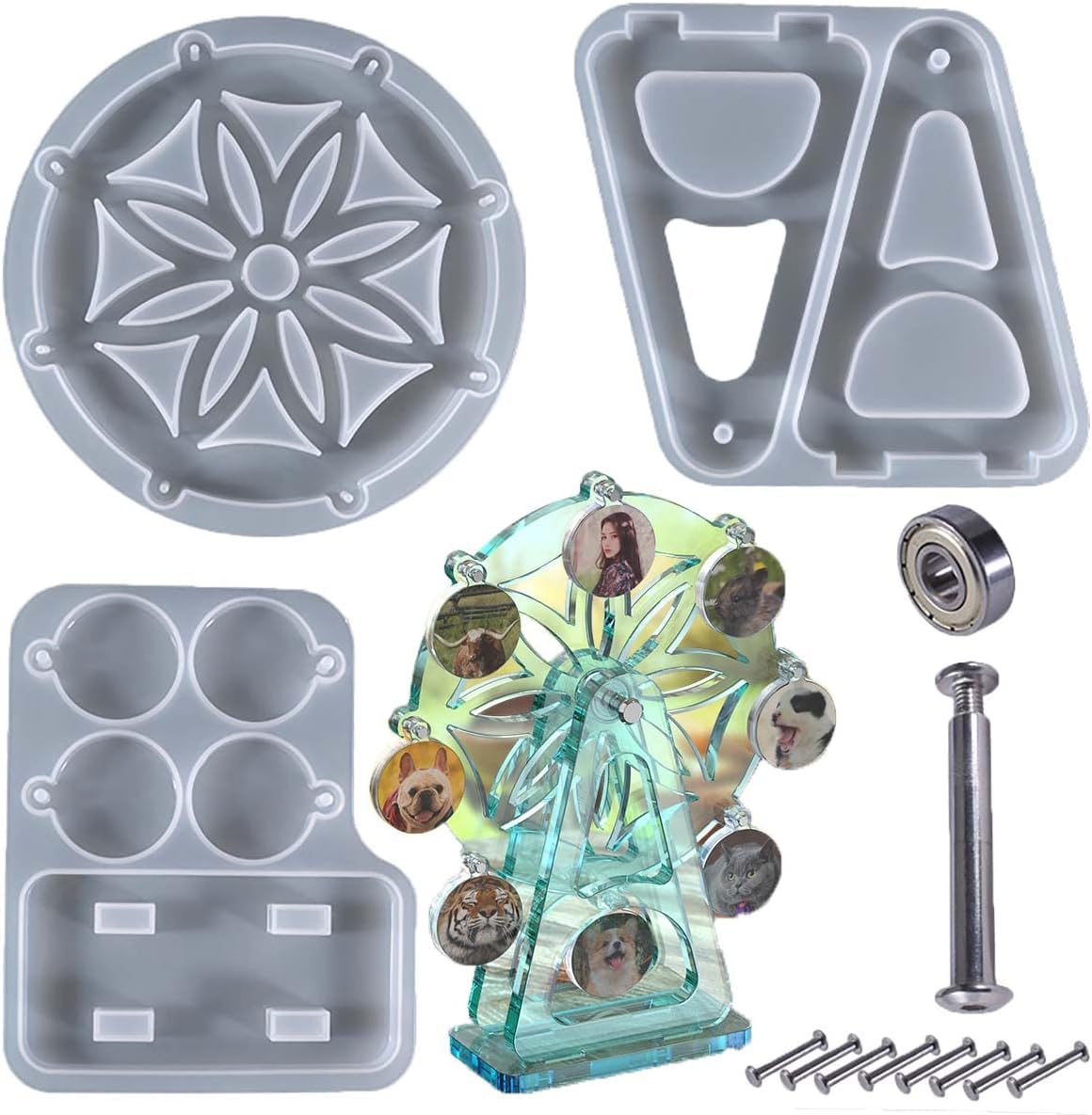 Ferris Wheel Resin Mold Set - Silicone Mold for Resin, Cake Decorating, Coasters, Desktop Decoration