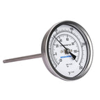 MEASUREMAN Fully Stainless Steel Pot, Kettle, Brewing Bimetal Dial Thermometer, 3" Dial, 6" Stem, 0-250 deg F/-20-120 deg C, -1% Accuracy, Adjustable, 1/2" NPT Back Mount