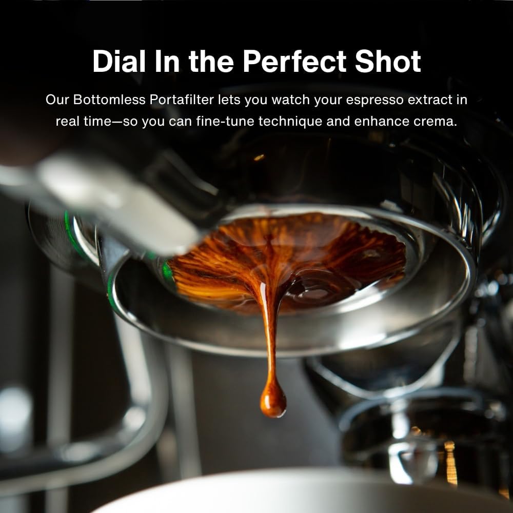 Crema Coffee Products 58mm Bottomless Naked Portafilter | Compatible with 58mm Breville Machines | Includes Double Shot Filter Basket | Walnut