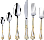 75-Pc Luxury Flatware Set for 12 w/Storage Case 24K Gold Premium Dining Cutlery Service - 18/10 Surgical Stainless Steel Silverware Hostess Serving Set in a Chest