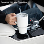 Sweejar Ceramic Travel Mug with Lid, 16 oz Portable Coffee Mug, Dishwasher Safe Tea Cup with Infuser, Reusable Teacup for Car Cup Holder, Tea Lovers(White)