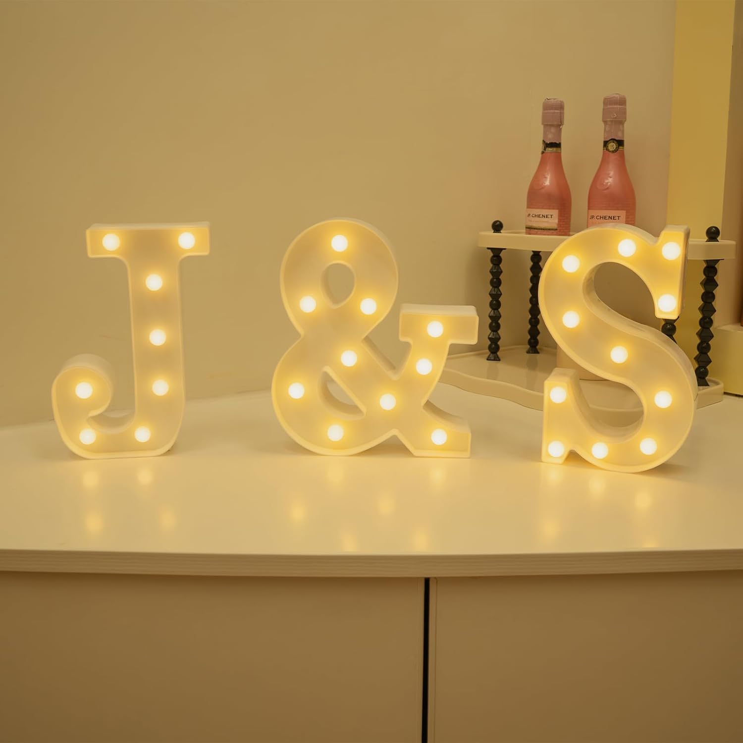 Foaky LED Letter Lights Sign Marquee Light Up Letters Sign for Night Light Wedding/Birthday Party Battery Powered Christmas Lamp Home Bar Decoration(&)
