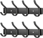 Wall Hooks Heavy Duty, 12 Inch Coat Rack Wall Mount with 4 Hooks, Black Wall Hooks for Entryway, Bathroom - for Hanging Backpack, Bag, Coat, Purse, Hat, Towel, Clothes,2 Packs