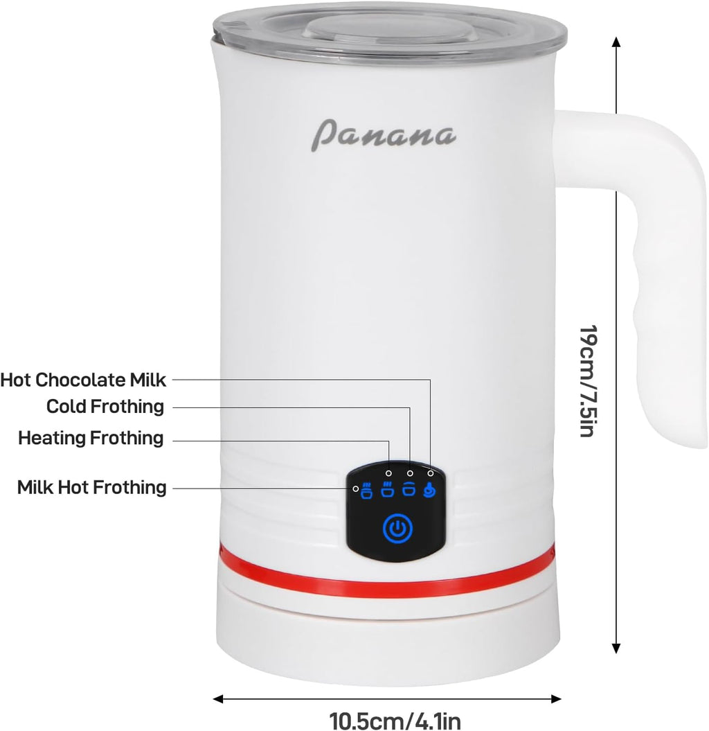 Electric Milk Frother, 4 in 1 Milk Steamer, 14.5oz/430ml Automatic Warm and Cold Foam Maker for Coffee,Latte, Cappuccino, Macchiato, Hot Chocolate (White)