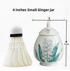 flowers Small Ginger Jar - 4 inches white decorative Ceramic Ginger jars with Lid， chinoiserie gift small jars for Home decor/jewelry/Tea/coffee beans/Storage