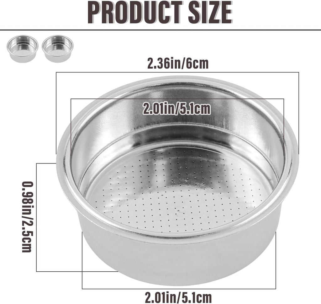 51mm Coffee Filter Basket, Stainless Steel Coffee Filter, Double Layer Pressurized Espresso Maker Accessories, 2PCS