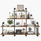 63" Industrial Pipe Shelving - 4 tier Rustic Solid Wood and Heavy Duty Metal Pipe Shelves for Wall,Kitchen Shelves Wall Mounted,Floating Bookshelf,Wall Shelves for Bathroom,Living Room,Coffee Bar