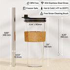 Dodoko Reusable Boba Cup and Straw Boba Tea Cup Bubble Tea Cup Reusable Iced Coffee Cup Cold Coffee Cup Smoothie Cup with Lid and Straw Smoothie Cup to go Smoothie Tumbler 24 oz - Night Black