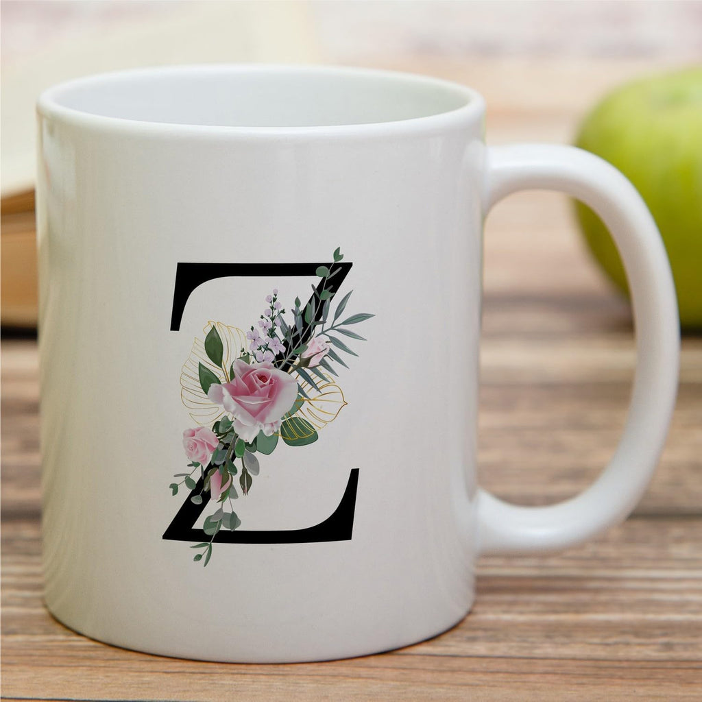 Retreez Initial A-Z Floral Botanical Bouquet Alphabet Monogrammed Monogram Mug 11 Oz Ceramic Tea Coffee Mugs - Appreciation Thank You Wedding Birthday Gifts for her friend coworker sister - Z Initial