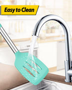 Pack of 2 Silicone Solid Turner, Non Stick Slotted Kitchen Spatulas, High Heat Resistant BPA Free Cooking Utensils, Ideal Cookware for Fish, Eggs, Pancakes(Green)