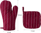 4Pcs Oven Mitts and Pot Holders, Heat Resistant Oven Mitts Set with Pothholder,Heat Resistant Microwave Gloves Safe for Baking,Cooking, BBQ (Red)