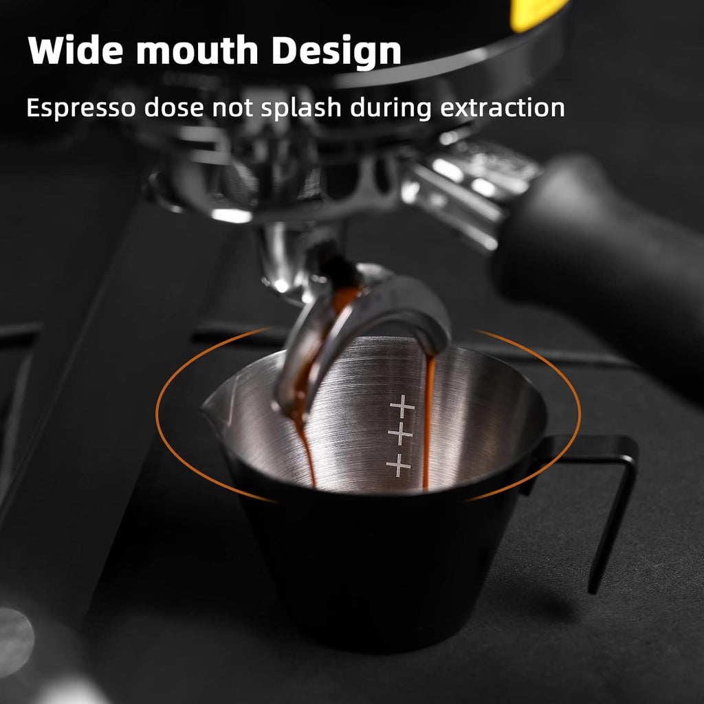 MHW-3BOMBER Espresso Measuring Cup 2oz Espresso Shot Cup Stainless Steel Sauce Cups with Handle for Tomato Sauce|Steak Sauce|Desserts|Beverages (Matte Black) G5141B