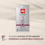 Illy Espresso Compatible Capsules - Single-Serve Coffee Capsules & Pods - Intenso Lungo Dark Roast - Notes Of Cocoa & Dried Fruit Coffee Pods - For Nespresso Coffee Machines – 10 Count