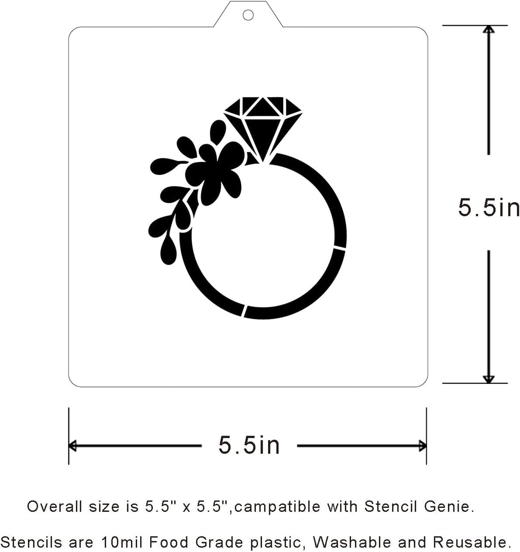 Diamond wedding Cookie cutter and stencil set Baking stencils and cutters bundle DIY bakery decorating kit Cookie cutter with stencils Icing stencil and cookie cutter combo(Diamond)