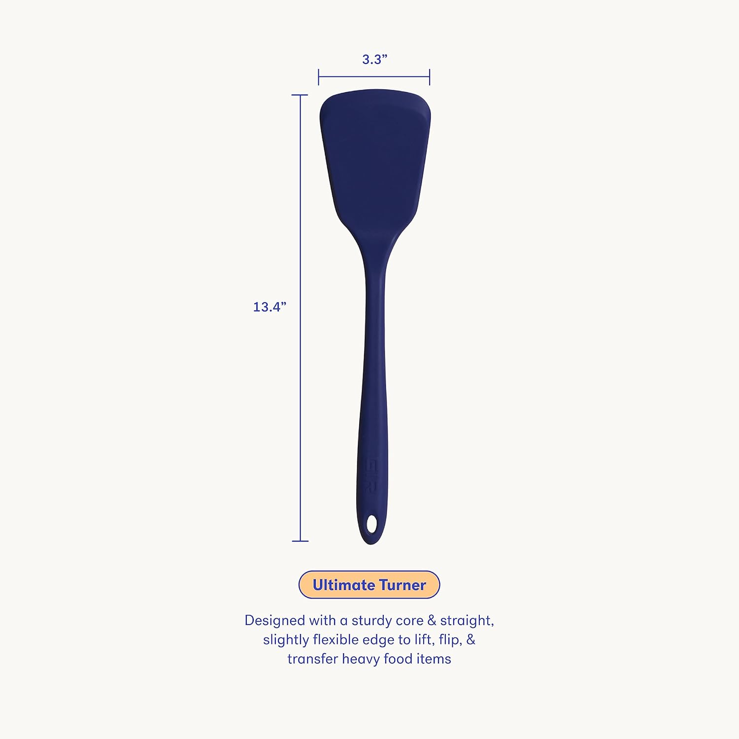 GIR: Get It Right Silicone Turner - Non-Stick Heat Resistant Silicone Spatula Turner for BBQs & Cookouts - Lifts, Flip, and Transfer Food Items - 13 Inch, Navy
