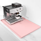 Rnivvi Silicone Coffee Mat, 16" x 24" Waterproof Raised Edge Coffee Bar Mats for Espresso Machine Station Accessories, Heat Resistant Dish Drying Pad for Kitchen Counter, Rubber Bar Decor Pad, Pink