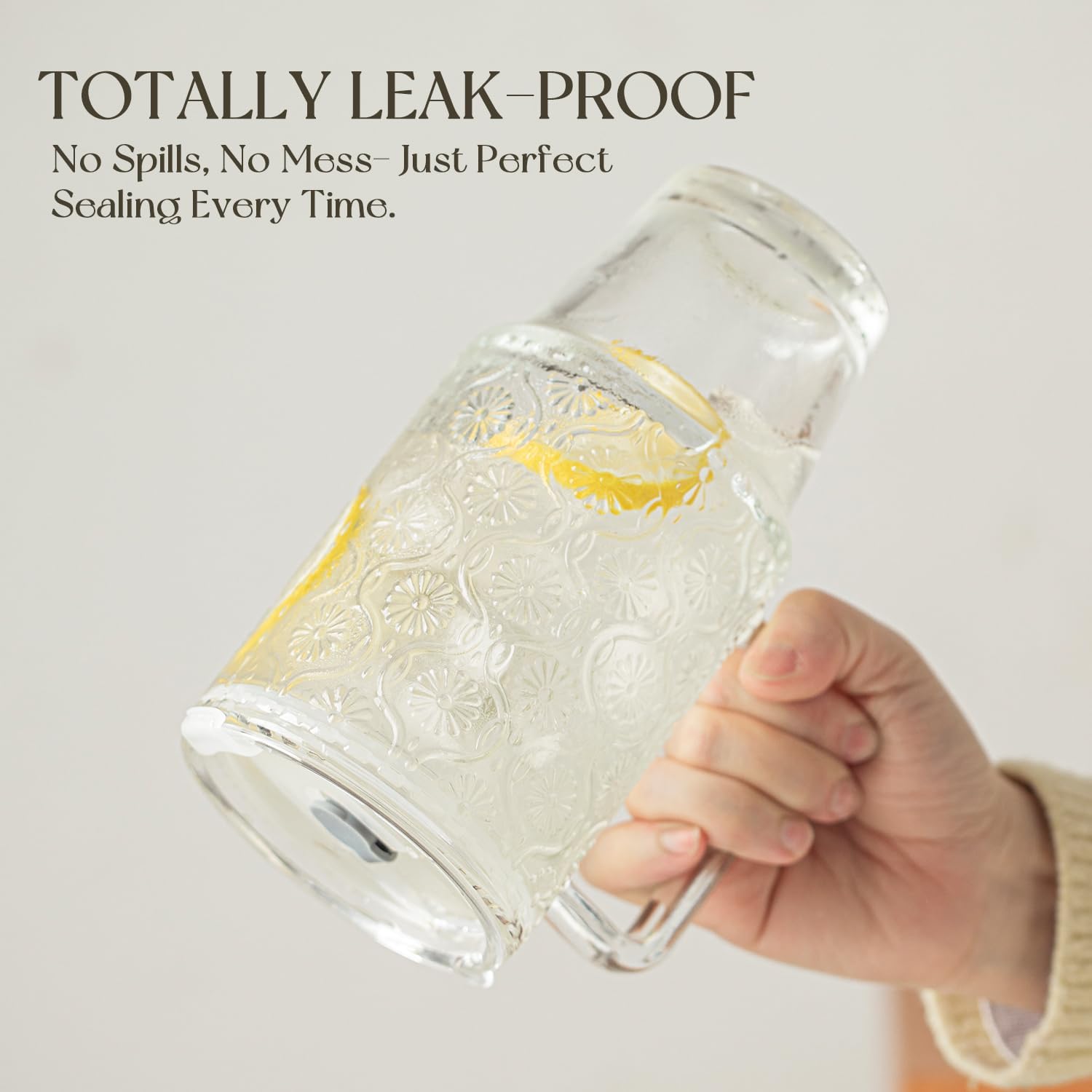 KEMORELA 2 Pack 24oz Glass Tumbler with Straw and Lid - Iced Coffee Cups with Handle, Reusable Smoothie Cup for Cold Drinks, Begonia Pattern, Dishwasher Safe