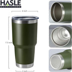 HASLE OUTFITTERS 30oz Stainless Steel Tumbler, Double Wall Vacuum Insulated Travel Mug Tumbler, Durable Insulated Coffee Mug, Gift Box Set (Amey Green, 8)