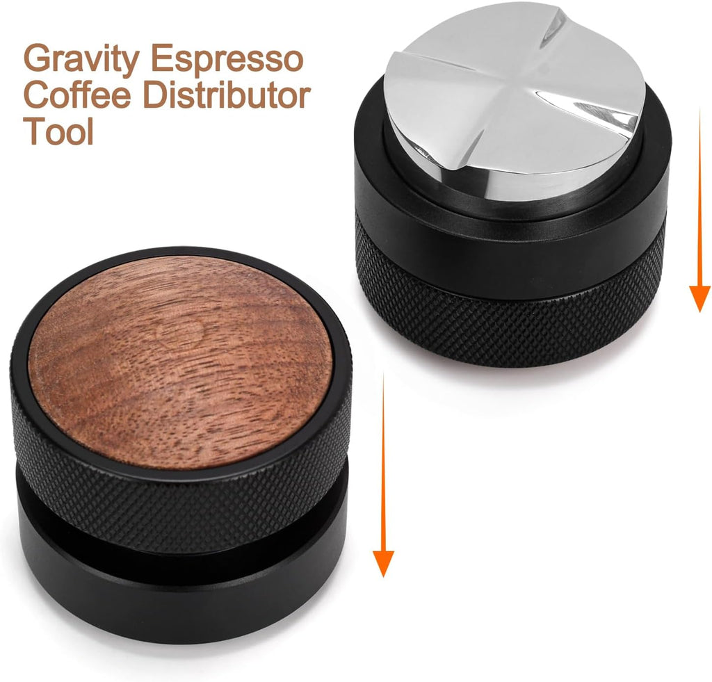 51mm Coffee Distributor and Tamper, Dual Head Espresso Tool with Adjustable Depth - Professional Coffee Leveler and Hand Tamper for 51mm Portafilters, Barista-Grade Espresso Accessory (51mm)