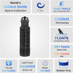 Coldest Insulated Water Bottle with Straw Lid - Stainless Steel Metal Insulated Bottle for Men & Women (Black Leopard, 40 oz)