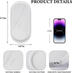 Koville White Marble Oval Tray for Bathroom Countertop, 10" x 5" Natural Marble Vanity Trays, Stone Perfume Organizer Tray for Decor, Jewelry Dish Perfume Trays for Dresser