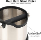 Coffee Tapping Box, Stainless Steel Espresso Floor Container, Waste Coffee Bucket, Barista, And Anti Slip Base Coffee Tools (Silver)