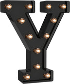 Foaky Black LED Letter Lights for Room Decor - Bedroom Wall Decor, Alphabet Lights for Home, Wedding, Party - Battery Operated （Y）