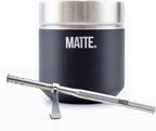 Matte 6.5 oz Yerba Mate Gourd and Bombilla Set - Includes DS Pro Box - BPA Free Yerba Mate Set Kit with Mate Straw, Elegant Design, Non-Slip Base (Black)