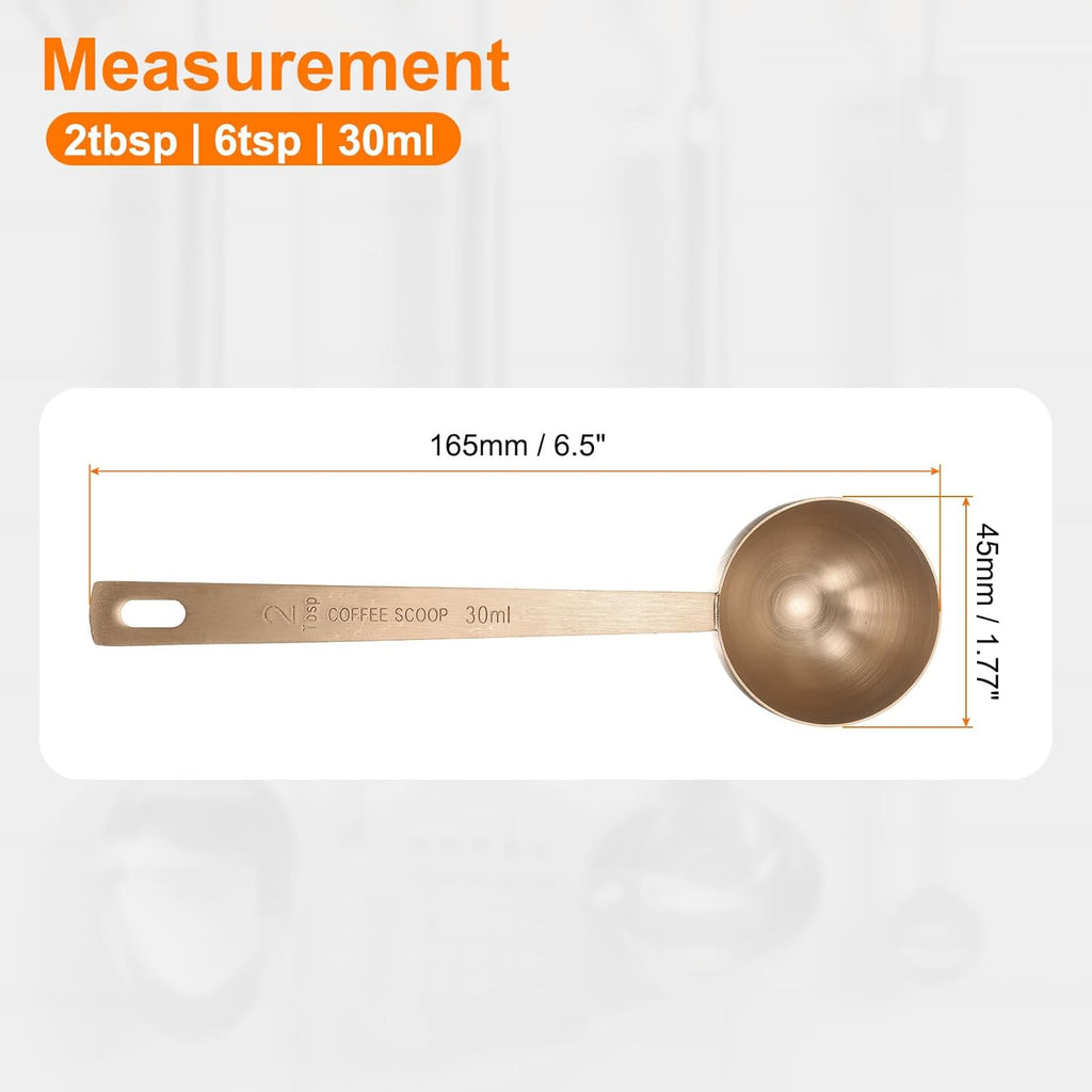 HARFINGTON Coffee Scoop Spoon 2tbsp (6tsp, 30ml) 304 Stainless Steel Long Handle Teaspoon/Tablespoon Measuring Spoons Scoops for Tea Sugar Kitchen, Rose Gold