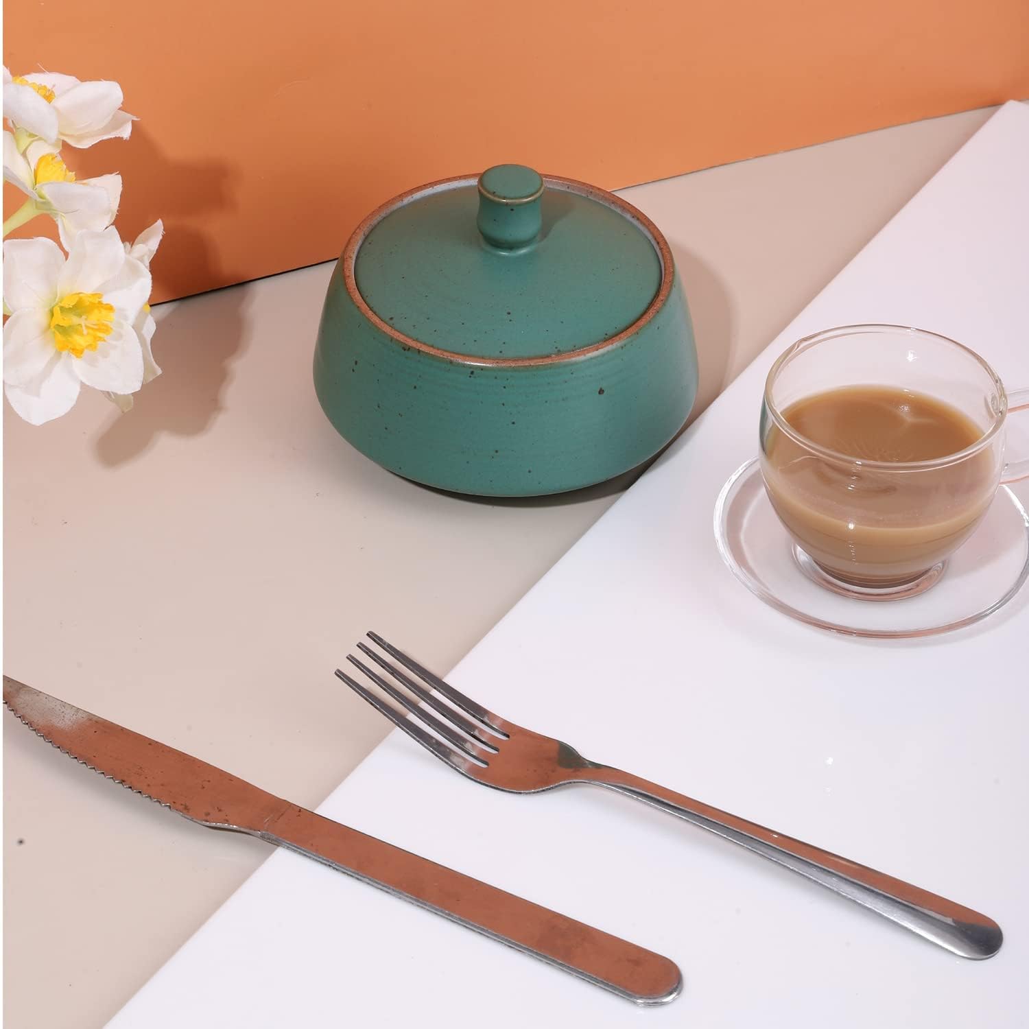 Retro Kitchen Ceramic Canister, 13.53 FL OZ (400 ML) Vintage Food Storage Jar for Tea, Coffee Beans, Herb, Candy, Spices, Nuts (Ancient Green)